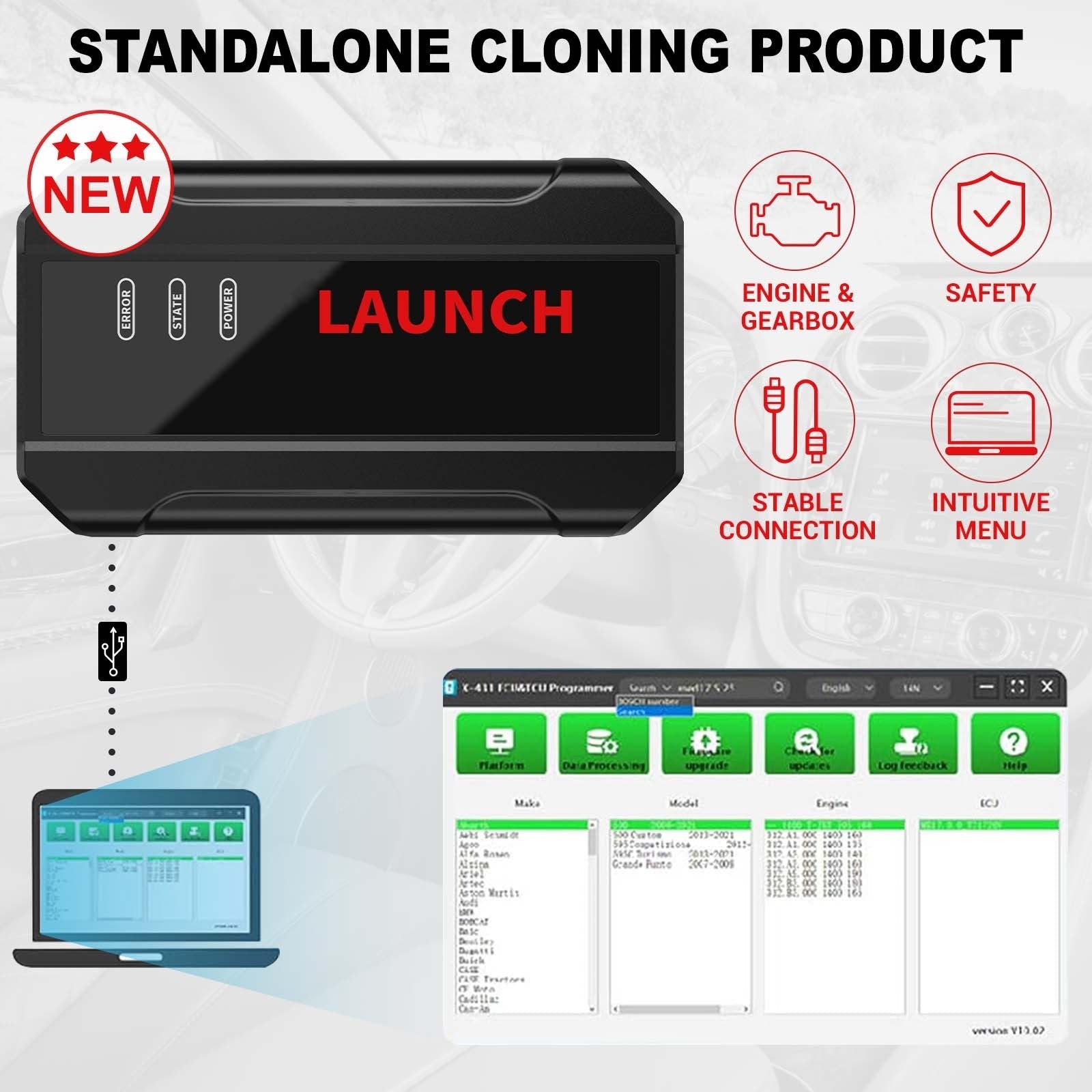 Launch X431 ECU & TCU Programmer Support ECU Read & Write Standalone Checksum Secondary image